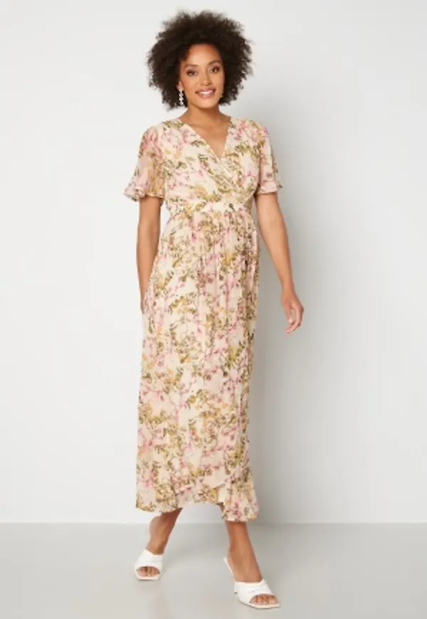 VERO MODA Wonda S/S Wrap Maxi Dress Birch AOP: Siga S
