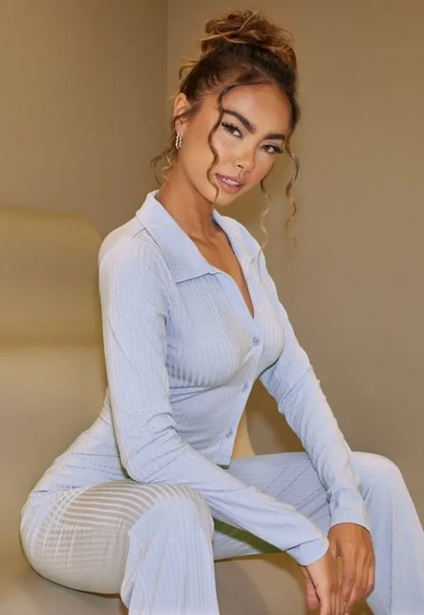 NLY Trend Cute Collar Set Jumpsuits Ljus Blå