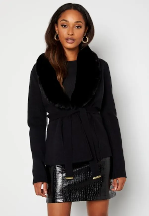 Chiara Forthi Arina heavy knit wrap jacket Black 40