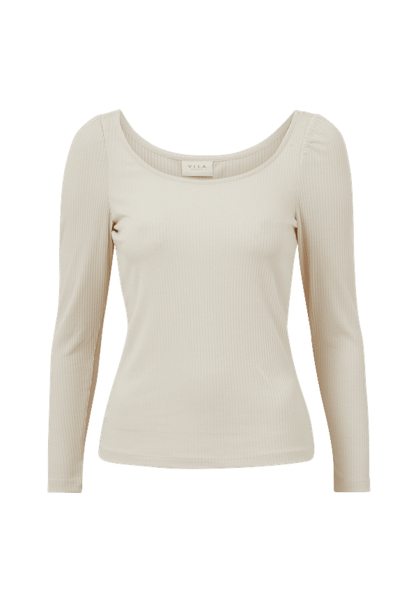 Vila - Topp viLana L/S Square Neck Top - Natur
