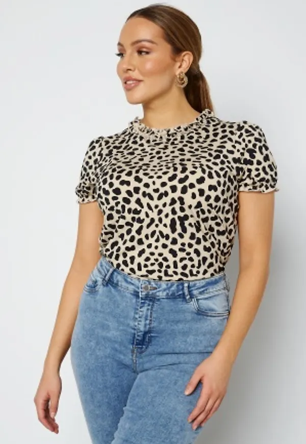 BUBBLEROOM Ivy short sleeve puff top Leopard 2XL