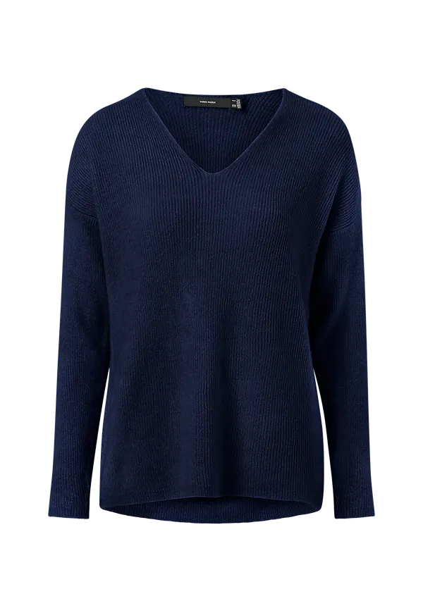 Vero Moda - Tröja vmCrewlefile LS V-neck Blouse - Blå