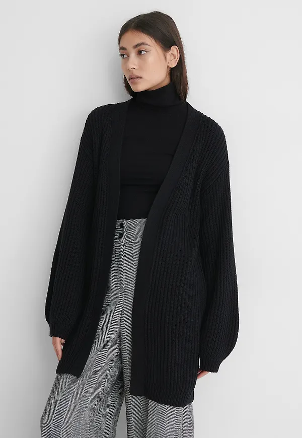 NA-KD Reborn Ekologisk Stickad Cardigan - Black