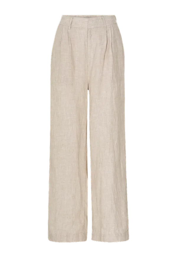 Gina Tricot - Byxor Denise Linen Trousers - Beige