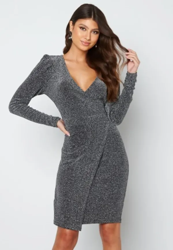 VILA Marigold L/S Dress Black Detail: Silver XS