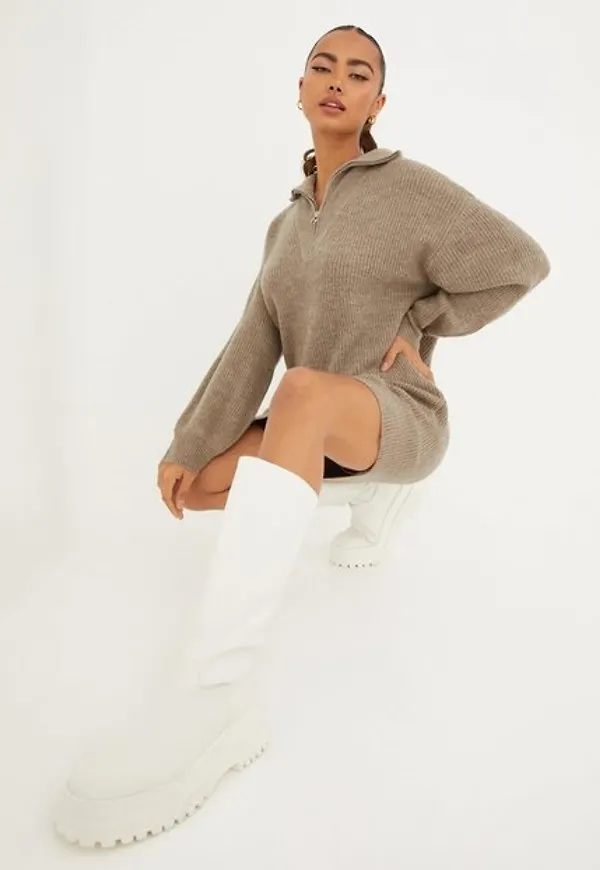 Vila Vileah Zipper L/S Knit Tunic Långärmade klänningar