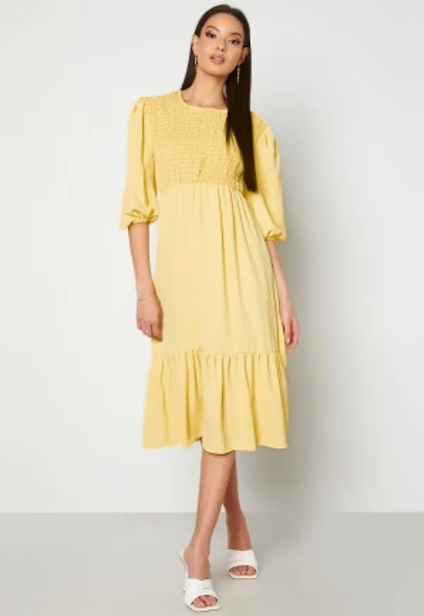 John Zack Smock Midaxi Dress Lemon L (UK14)