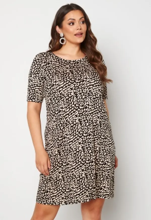 Only Carmakoma Bandana S/S Dress Black AOP Leo 50/52 (L)