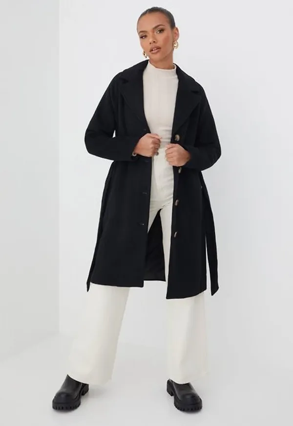 Selected Femme Slfmilan Wool Coat B Noos Kappor Black
