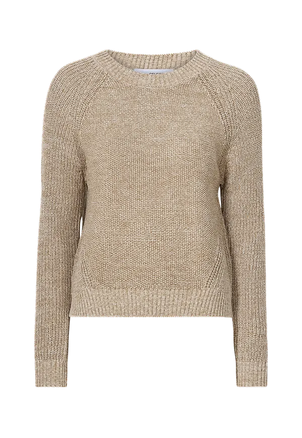Selected FEMME - Tröja slfSira LS Knit O-neck - Brun