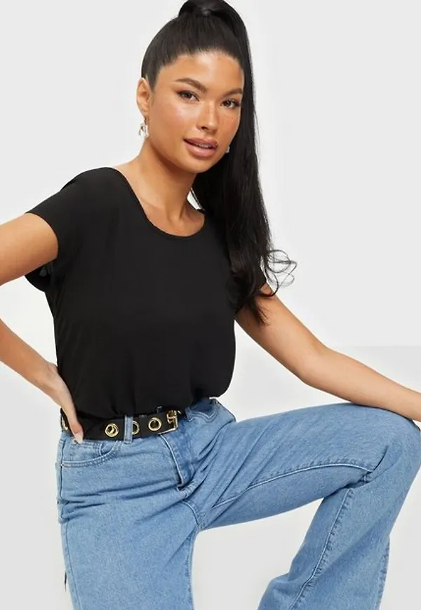 Only Onlvic S/S Solid Top Noos Ptm Blusar & Skjortor Svart