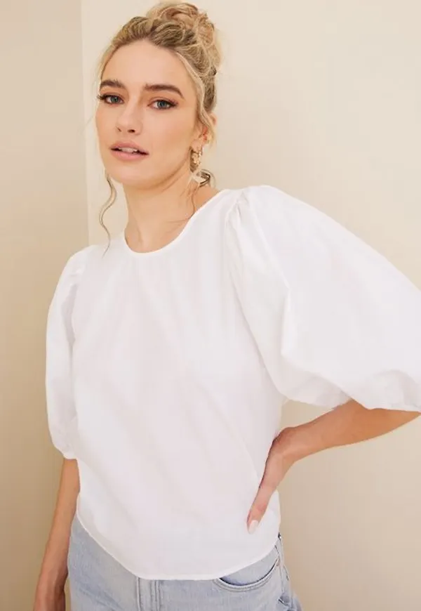 Gina Tricot Sara open back blouse Vardagsblusar White