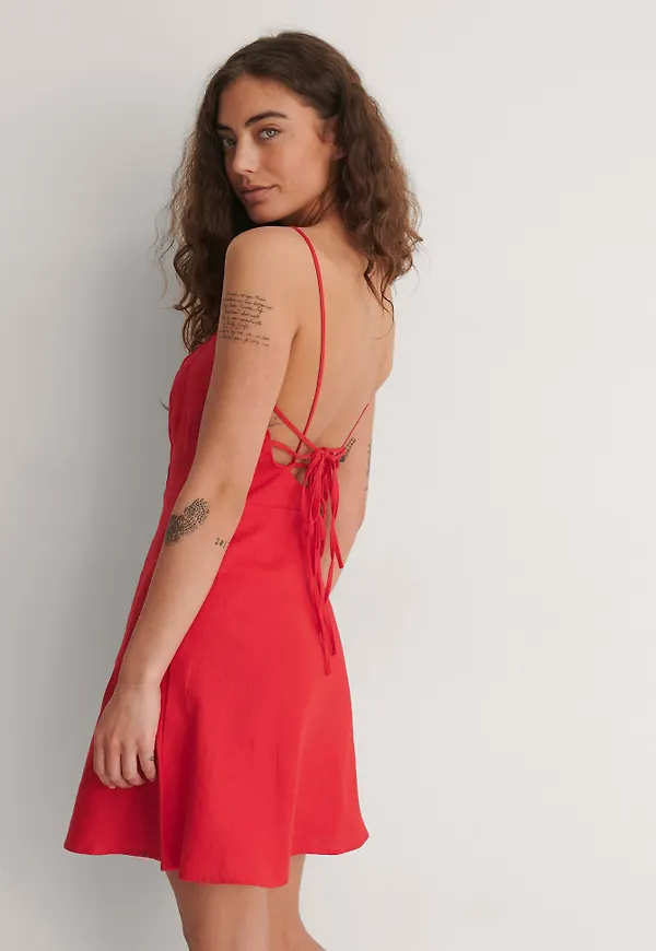 NA-KD Trend Linneklänning - Red