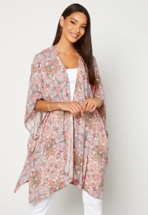 VILA Esa S/S Loose Sleeve Kimono Ecru AOP 34