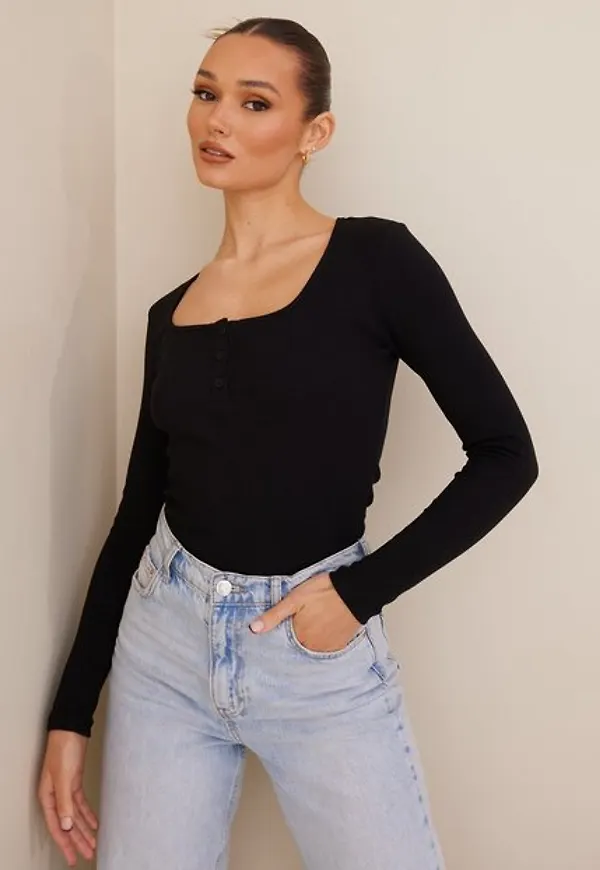 Only Onlnessa L/S Placket Top Noos Blusar & Skjortor Black