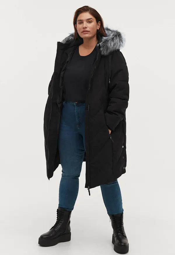 Zizzi - Kappa mLuxa L/S Coat - Svart