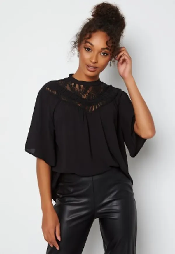 VILA Zana Crewneck 2/4 Top Black 36