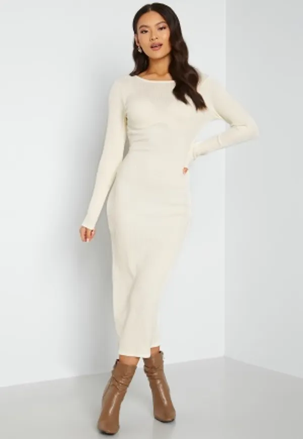 BUBBLEROOM Lennon fine knitted dress Cream M