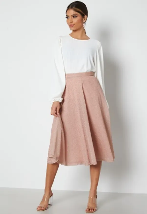 Goddiva Glitter Midi Skirt Nude S (UK10)