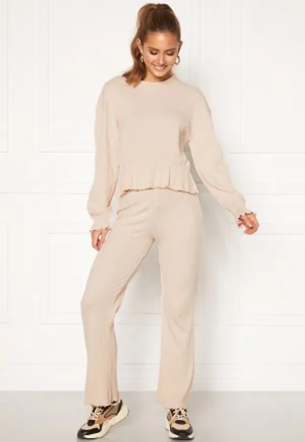BUBBLEROOM Elleny ribbed trousers Cream XL