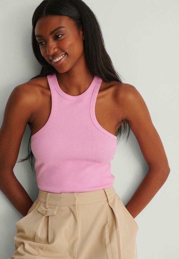 NA-KD Trend Ribbstickat Linne Med Racerback - Pink