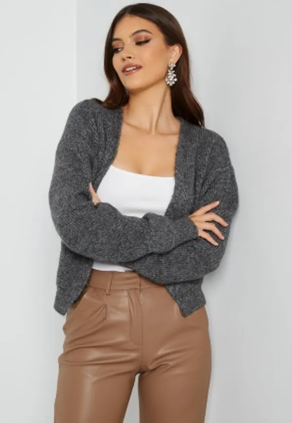 Trendyol Rib Knit Cardigan Gray L