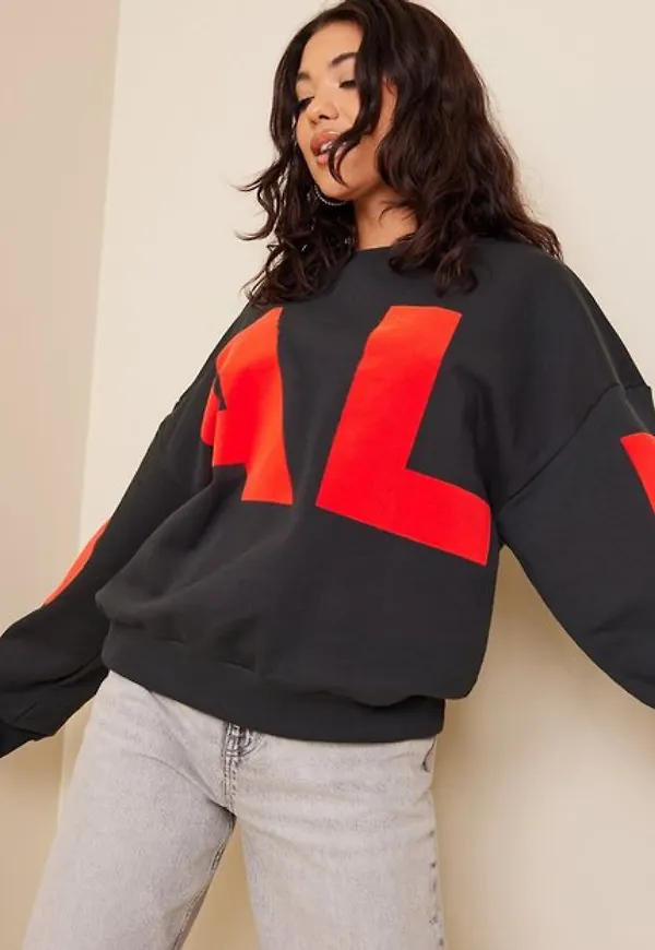 BALL Ball Wham Flock Crew Neck Sweatshirts Black