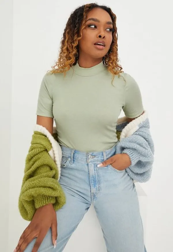 Pieces Pcbirdie Ss T-Neck Noos Bc T-shirts Desert Sage