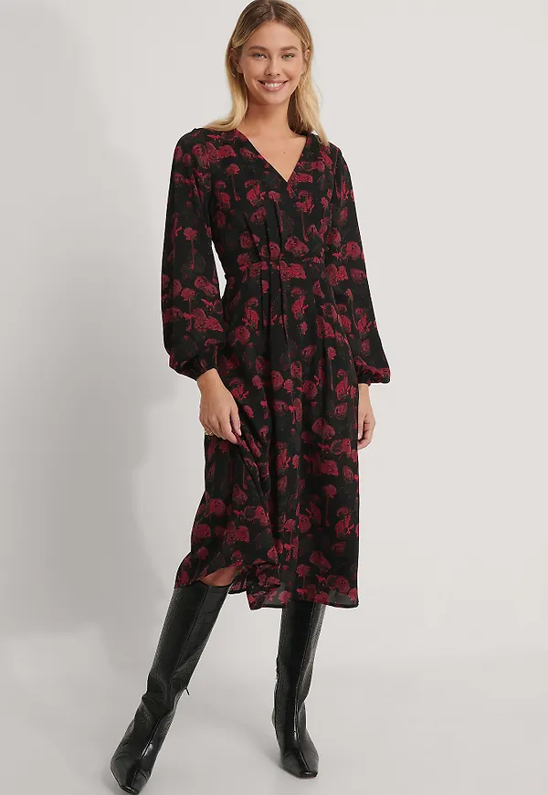 NA-KD Boho Plisserad Midiklänning - Multicolor