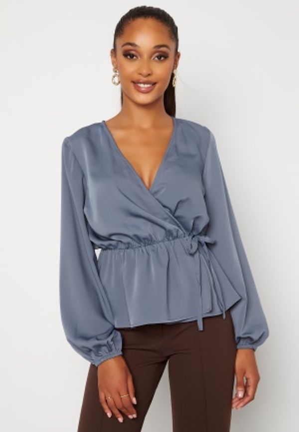 BUBBLEROOM Mereen wrap blouse Dusty blue 36