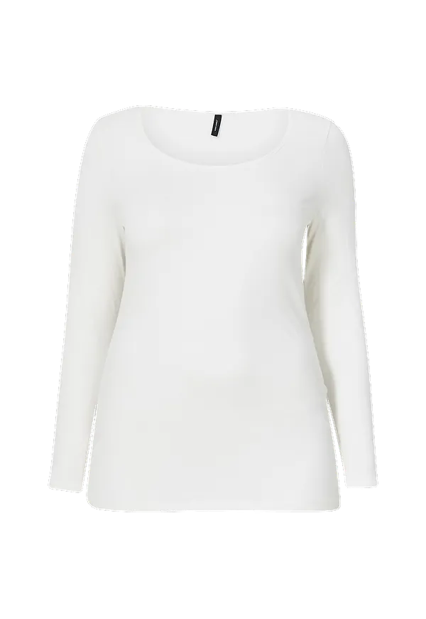 Vero Moda Curve - Topp vmPaxi LS Soft U-neck Curve - Vit