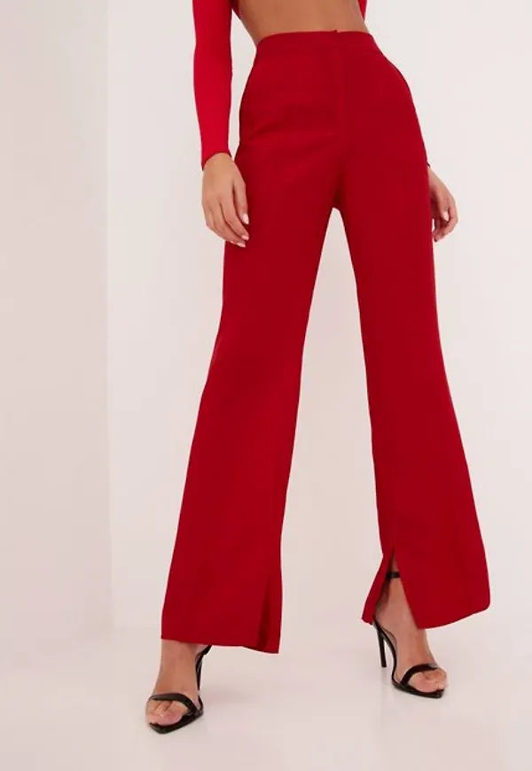 NLY Trend Dressed Side Slit Pants Byxor Röd