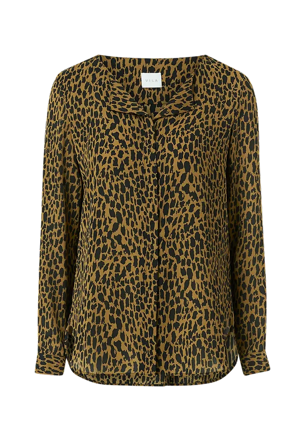 Vila - Blus viLucy L/S Shirt - Brun
