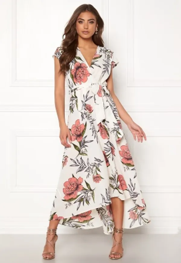 AX Paris Floral Waterfall Dress Cream XS (UK8)