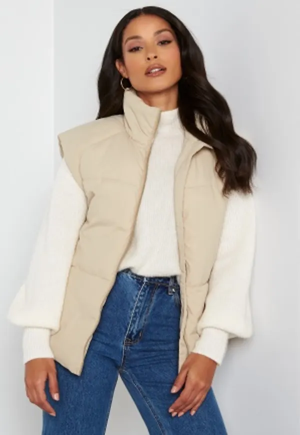 VILA Loui Padded Belt Waistcoat Cement 40