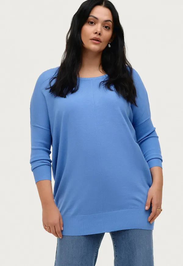 Zizzi - Tunika mCarrie LS Knit Tunic - Blå