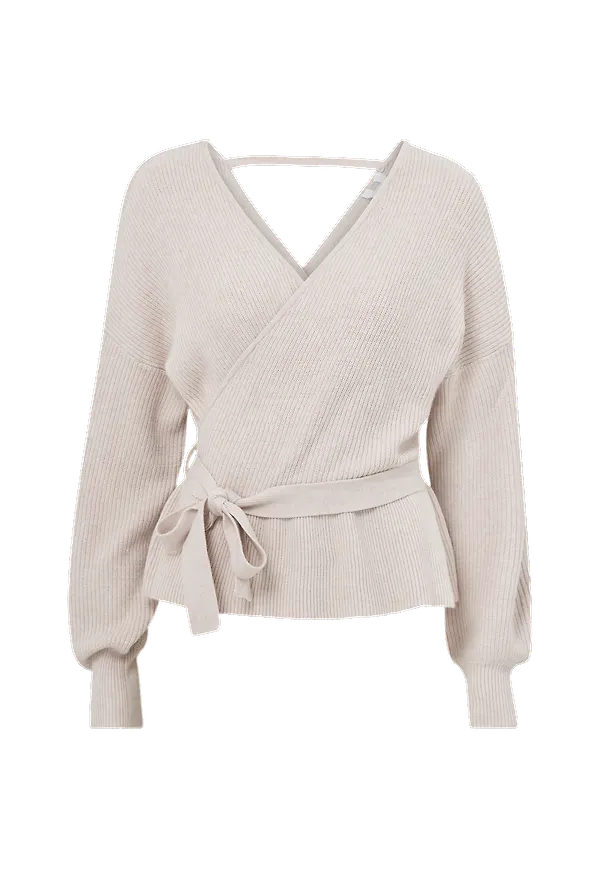 Object - Tröja objElsy L/S Knit Pullover 117 - Grå