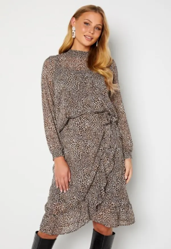 ONLY Star L/S Smock Top Taupe Gray AOP Leo L