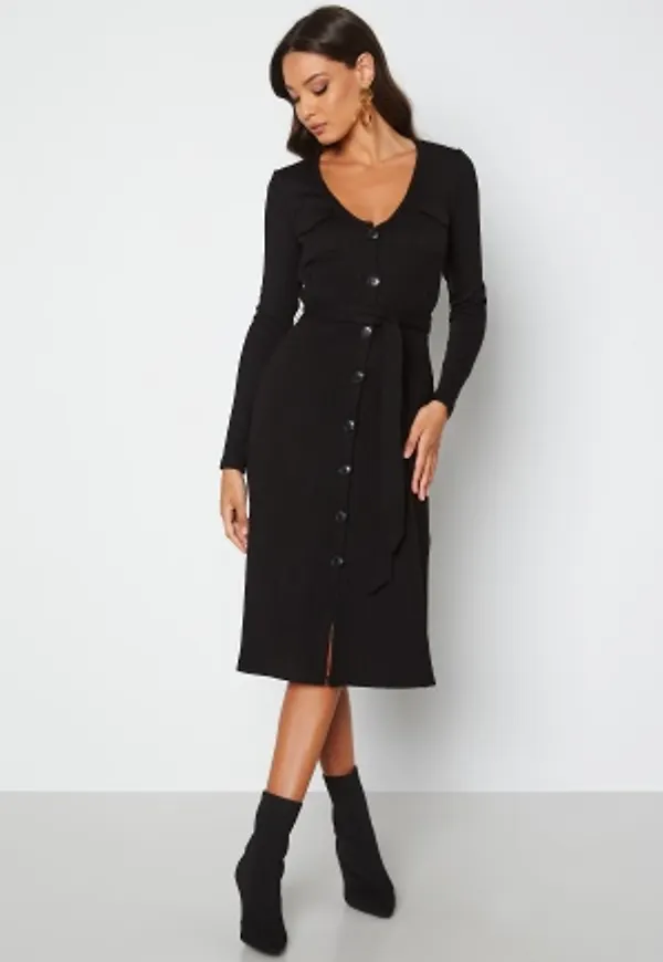BUBBLEROOM Lilith fine knitted cardigan dress Black S
