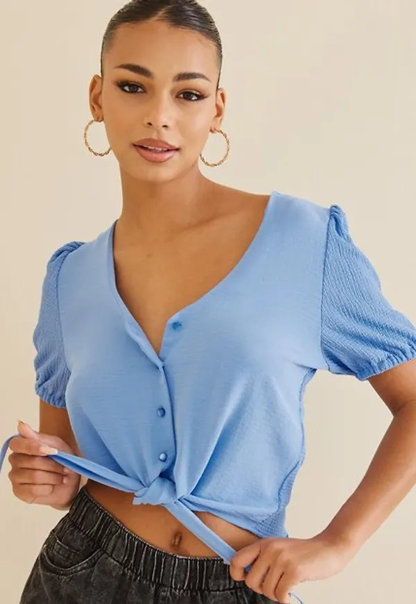 Jacqueline de Yong Jdytaylor S/S Knot Top Jrs Vardagsblusar Little Boy Blue