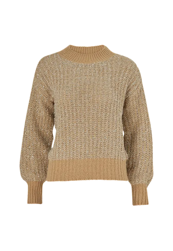 Y.A.S - Tröja yasLulex LS Knit Pullover - Brun