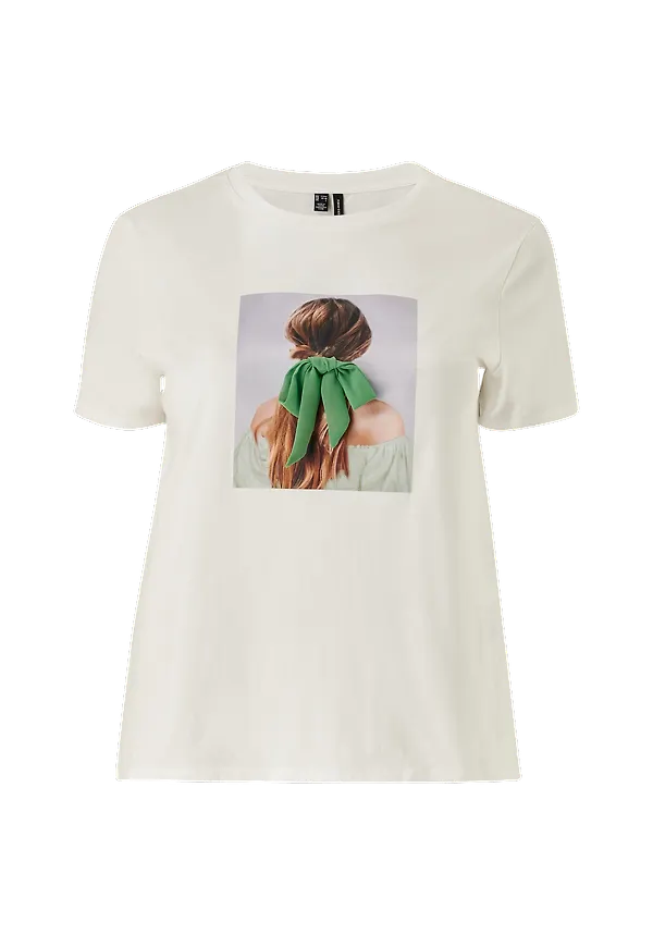 Vero Moda Curve - Topp vmFlansa Girls S/S T-shirt Curve - Vit