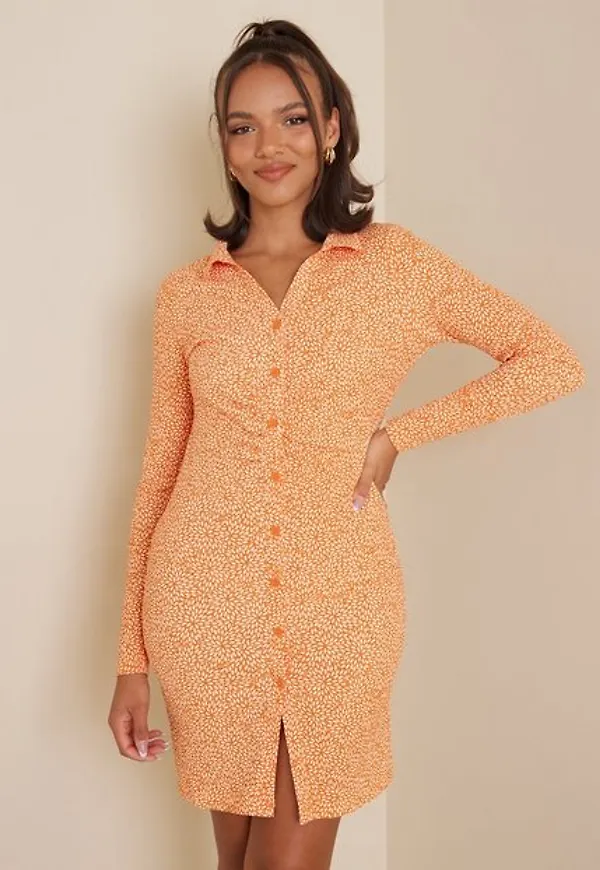 Only Onllua Ls Short Collar Slit Dress N Långärmade klänningar