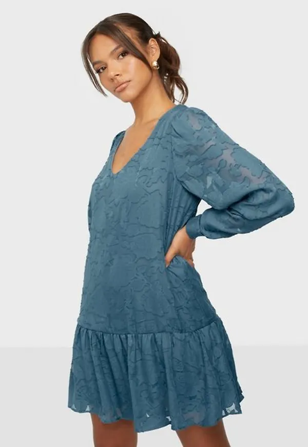 Jacqueline de Yong Jdyjovi L/S Dress Wvn Loose fit dresses Aegean Blue