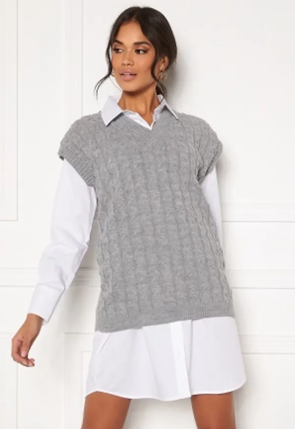 AX Paris Cable Knit Tank Top Grey M/L
