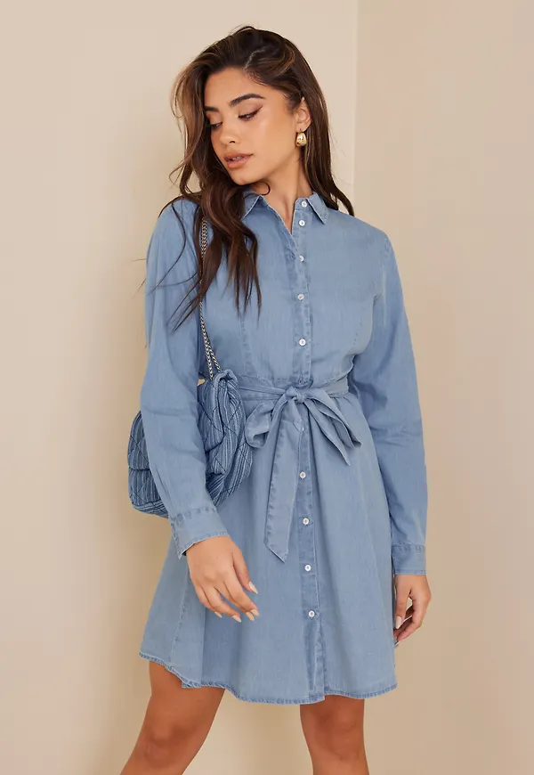 Selected Femme - Långärmade klänningar - Slftammy Ls Short Shirt Dress Noos - Klänningar - Long dresses