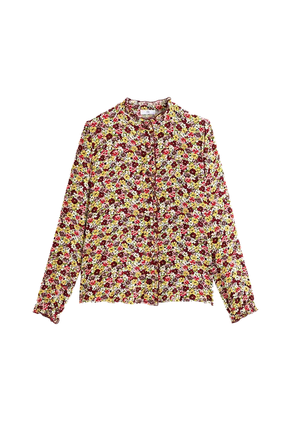 La Redoute - Blommig blus med ståkrage och lång ärm - Multi
