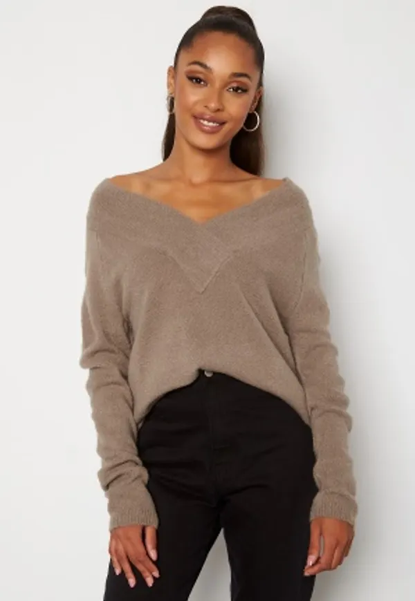 VILA Madelia V-Neck L/S Knit Top Fungi S