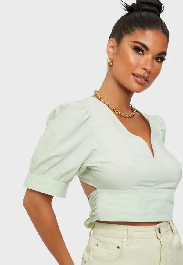 Pieces Pclena 2/4 Crop Top D2D Toppar Green Lily