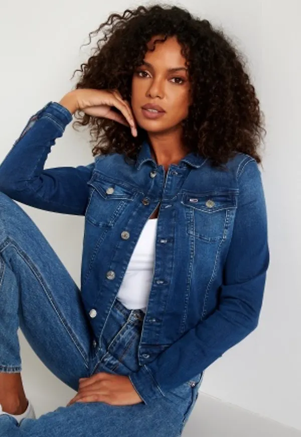 TOMMY JEANS Vivianne Slim Trucker 1A5 Mid Blue Denim XS